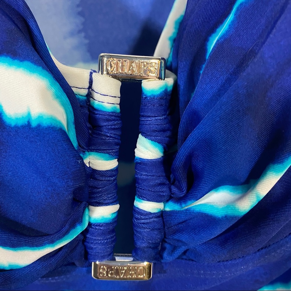 Brand New Chaps Tankini Swim Top Size 16 Tie-Dyed blue removable straps padded - Picture 5 of 8
